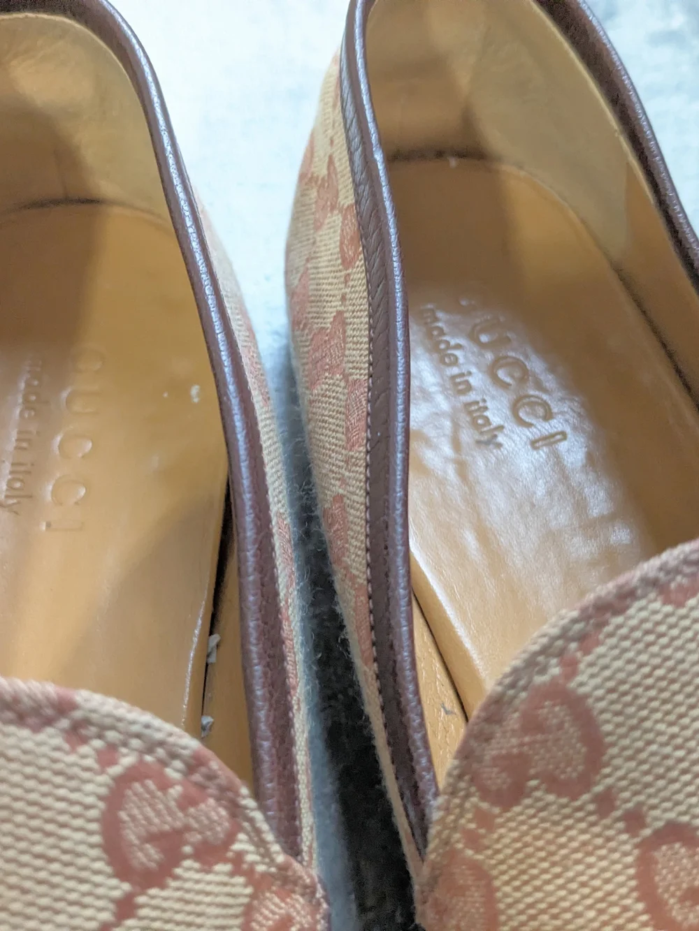 Gucci Men’s Beige GG Canvas Horsebit Loafers US 10.5 Monogram Logo GG Brown